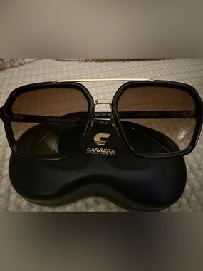 Carrera Black Frame Sunglasses with Brown Lenses